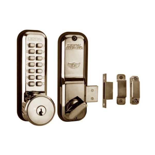 Lockey 2200KO Surface Mount Keyless Single Combination Deadbolt with Keyed different Key Override - Antique Brass