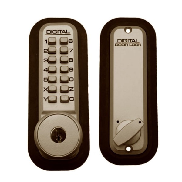 Lockey 2210KO Keyless Surface Mount Single Combination Deadbolt Lock with Keyed different Key Override - Antique Brass
