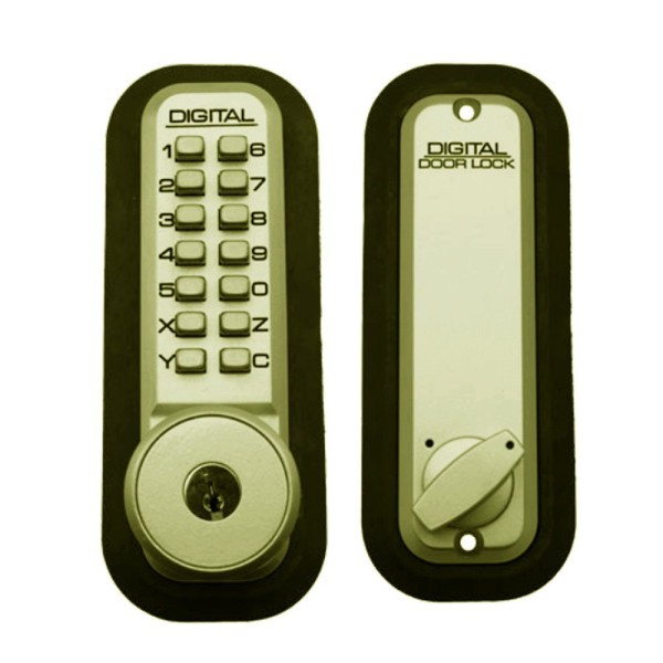 Lockey 2210KO Keyless Surface Mount Single Combination Deadbolt Lock with Keyed different Key Override - Bright Brass