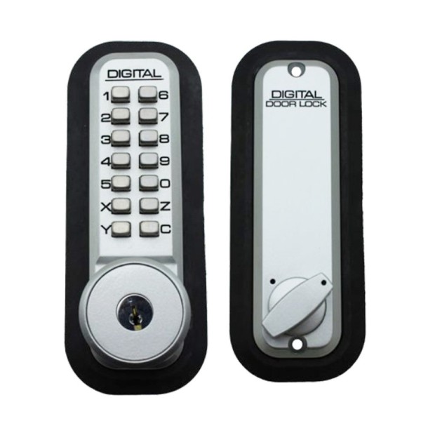 Lockey 2210KO Keyless Surface Mount Single Combination Deadbolt Lock with Keyed different Key Override - Bright Chrome