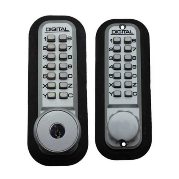 Lockey 2210KO Keyless Surface Mount Double Combination Deadbolt Lock with Keyed different Key Override - Satin Chrome Marine Grade