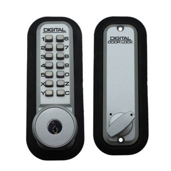 Lockey 2210KO Keyless Surface Mount Single Combination Deadbolt Lock with Keyed different Key Override - Satin Chrome Marine Grade