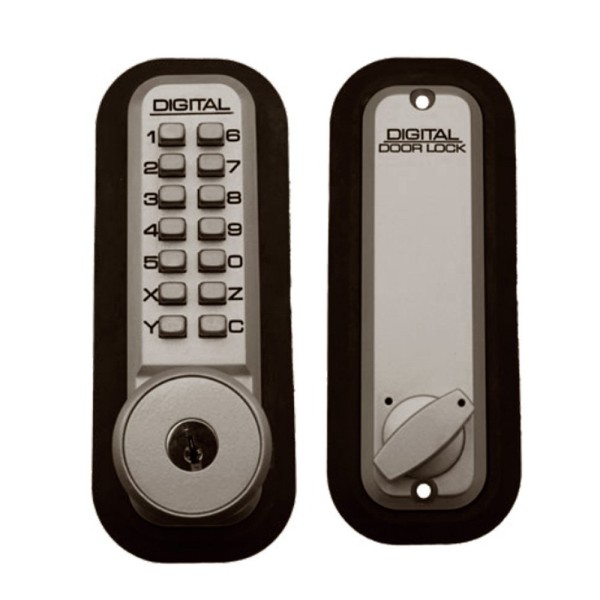 Lockey 2210KO Keyless Surface Mount Single Combination Deadbolt Lock with Keyed different Key Override - Satin Nickel