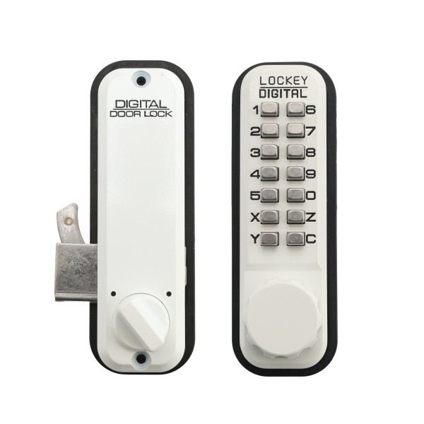 Lockey 2500 Series Mechanical Keyless Combination Hook Bolt Lock (White) - 2500-WH