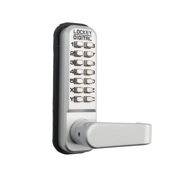 Lockey 285P Series Mechanical Keyless Lever Lock With Passage Function (Compatible With PB1100, PB2500, V40 Series Panic Bars) (Satin Nickel) - 285P-SN