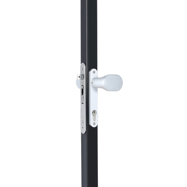 Handle set with rounded corners in anodized aluminum with fixed and/or rotating action - uncoated aluminium