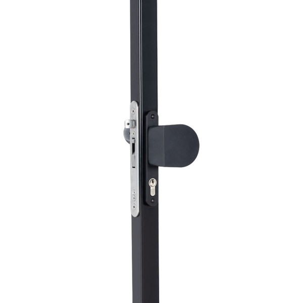 Handle set with rounded corners in anodized aluminium with fixed and rotating action - RAL 9005