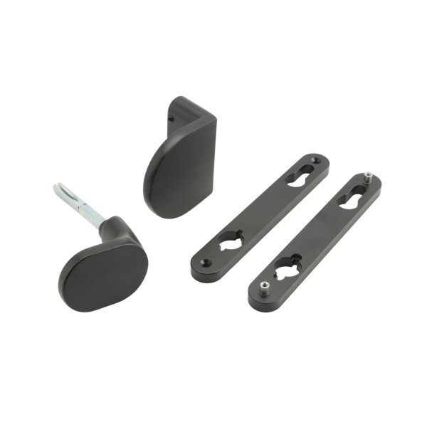 Locinox Handle Set with Rounded Corners in Anodized Aluminum Fixed/Rotating (RAL9005 Black) - 3006HOLD-PAD-9005 (Default)