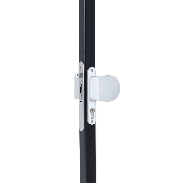 Handle set with rounded corners in anodized aluminium with fixed and rotating action - Silver