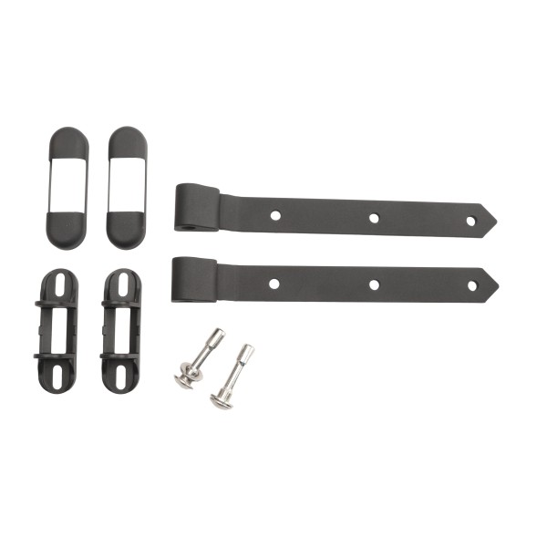 Hinge arm in hot-dip galvanised steel in RAL 9005 (2 pieces)
