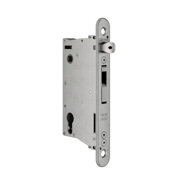Insert lock with 2-3/8" backset for profiles of 3-1/8" or more for wooden gates