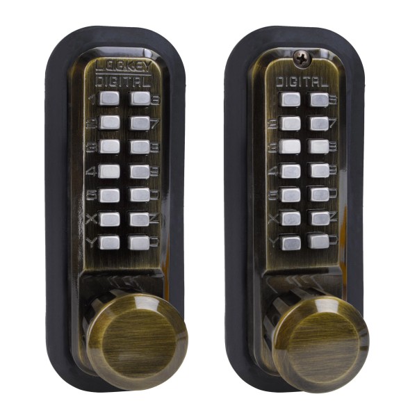 Lockey 2830DC Series Mechanical Keyless Knob-Style Double Combination Lock With Passage Function (Antique Brass, Double Combination) - 2830-AB-DC