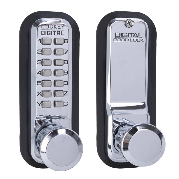 Lockey 2830 Series Mechanical Keyless Knob-Style Lock With Passage Function (Bright Chrome, Single Combination) - 2830-BC-SC