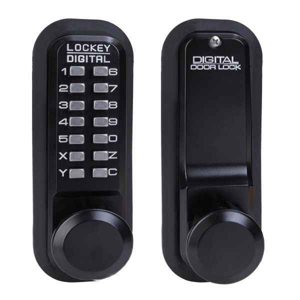 Lockey 2830 Series Mechanical Keyless Knob-Style Lock With Passage Function (Jet Black, Single Combination) - 2830-JB-SC