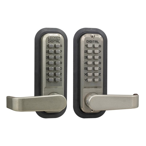 Lockey 2835 Series Mechanical Keyless Lever-Style Double Combination Lock With Passage Function (Satin Chrome, Double Combination) - 2835-SC-DC