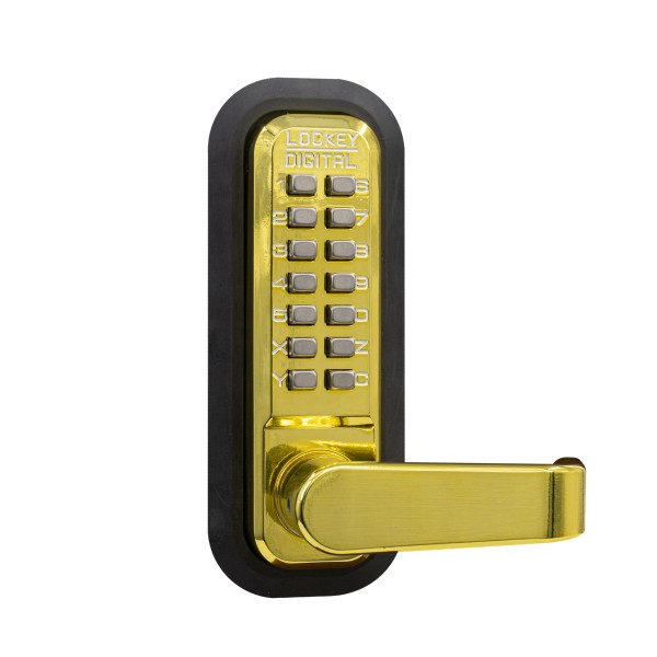 Lockey 285P Series Mechanical Keyless Lever Lock With Passage Function (Compatible With PB1100, PB2500, V40 Series Panic Bars) (Bright Brass) - 285P-BB