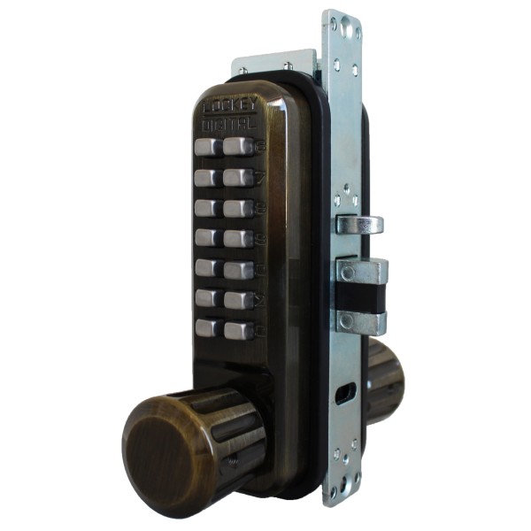 Lockey 2930 Series Mechanical Keyless Narrow Stile Knob Lock With Passage Function (Antique Brass, Single Combination) - 2930-AB-SC