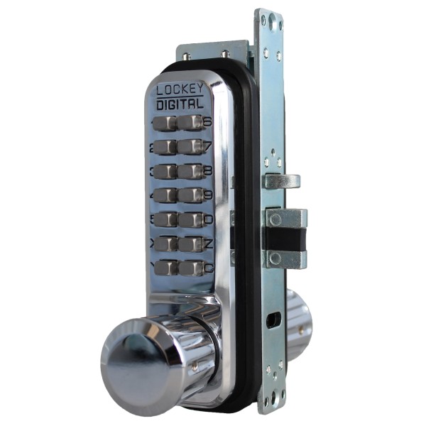 Lockey 2930 Series Mechanical Keyless Narrow Stile Knob Lock With Passage Function  (Bright Chrome, Single Combination) - 2930-BC-SC
