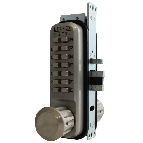 Lockey 2930DC Series Mechanical Keyless Double Combination Narrow Stile Knob Lock With Passage Function (Satin Nickel, Double Combination) - 2930-SN-DC