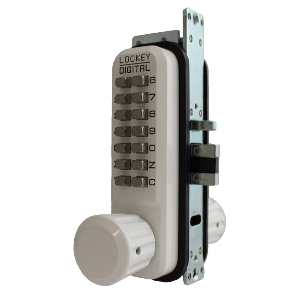 Lockey 2930 Series Mechanical Keyless Narrow Stile Knob Lock With Passage Function  (White, Single Combination) - 2930-WH-SC