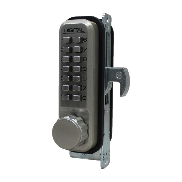 Lockey 2950 Series Mechanical Keyless Narrow Stile Hook Bolt Lock (Satin Nickel, Single Combination) - 2950-SN-SC