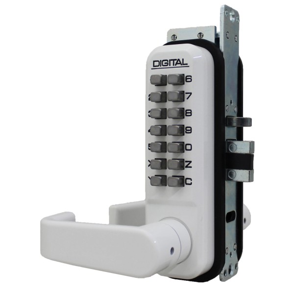 Lockey 2985DC Series Mechanical Keyless Narrow Stile Double Combination Lever-Handle Lock With Passage Function (White, Double Combination) - 2985-WH-DC