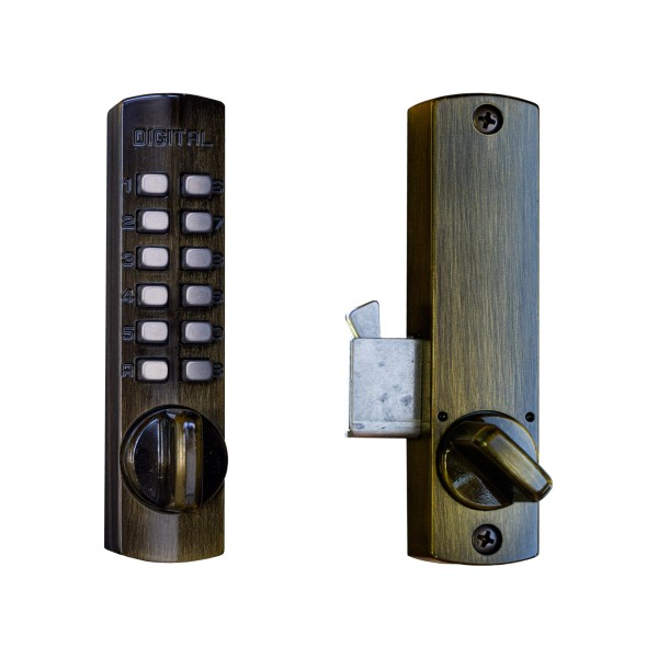 Lockey C150 Series Mechanical Keyless Lock Surface Mount, Hook Bolt (Antique Brass) - C150-AB