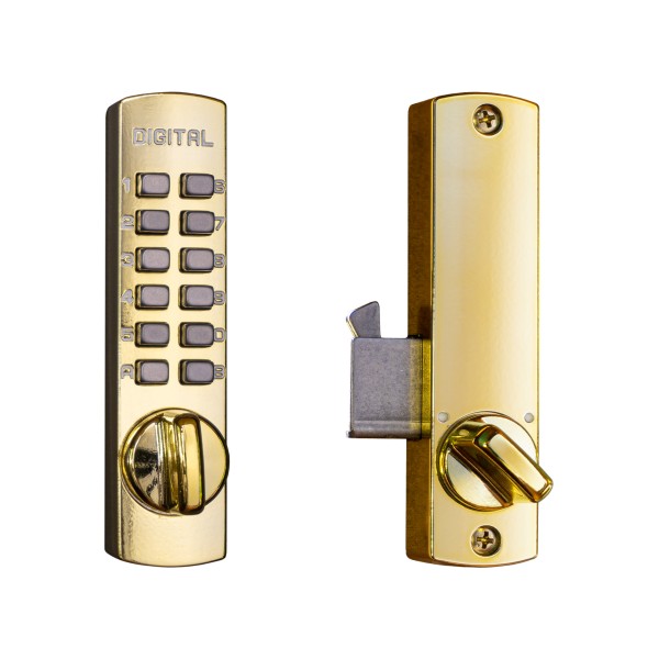 Lockey C150 Series Mechanical Keyless Lock Surface Mount, Hook Bolt (Bright Brass) - C150-BB