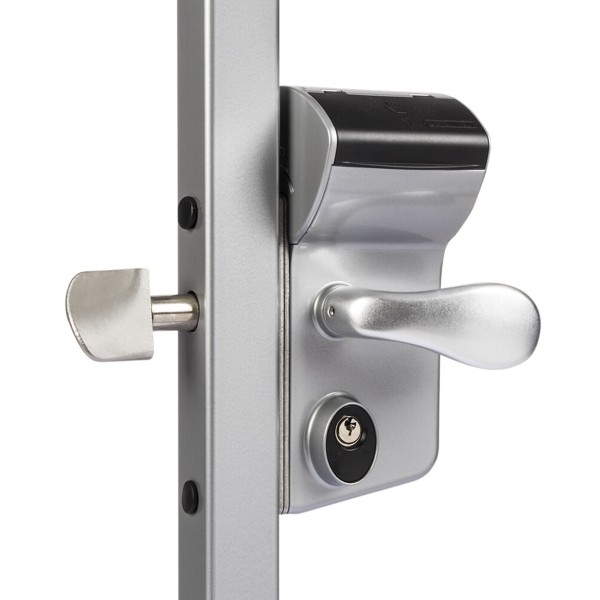 LEONARDO - Mechanical code lock for sliding gates for Square 2" profiles in RAL 9005 with 3006C - Aluminium handle pair & Cylinder: VSZ - Keyed to differ