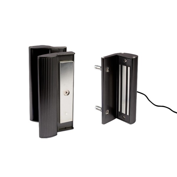 Surface mounted electromagnetic lock with integrated pull/push handles For square posts and gate profiles of 1-9/16" till 3-1/8", 1320 lbs pulling force in RAL 9005 with 3006PULL handle.