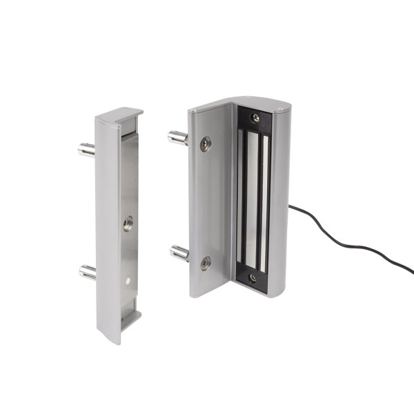 Surface mounted electromagnetic lock without integrated handles For square posts and gate profiles of 1-9/16" till 3-1/8", 660 lbs pulling force in RAL 9005