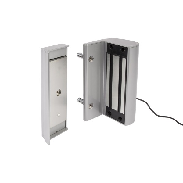 Surface mounted electromagnetic lock without integrated handles For square posts and gate profiles of 1-9/16" till 3-1/8", 1320 lbs pulling force in RAL 9005