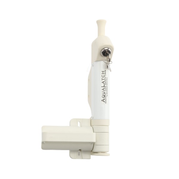 Nationwide AquaLatch 10" Magnetic Safety Gate Latch and Handle with SafeAlert for Pool Gates - Keyed Alike (White)
