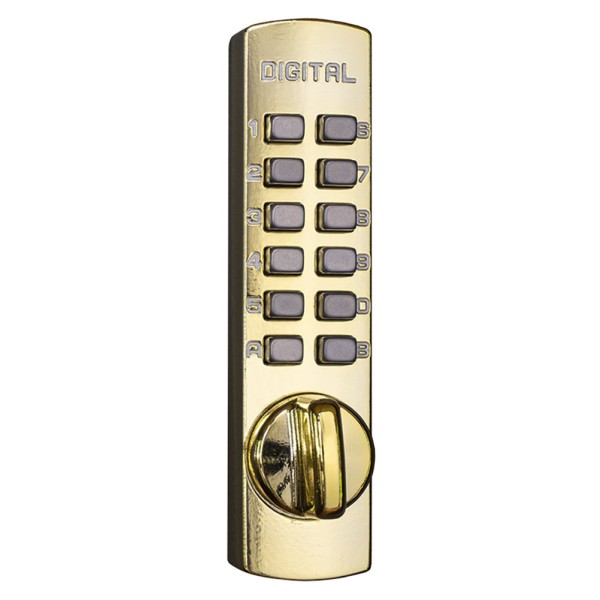 Lockey C170 Series Mechanical Keyless Lock Surface Mount, Cabinet Cam Style (Bright Brass) - C170-BB