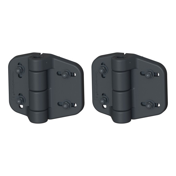 Nationwide Cornerstone 2 Self-Closing Fully Adjustable Nylon Hinge Pair For Gates with 4D Self-Drilling Stainless Steel Screws (Black)