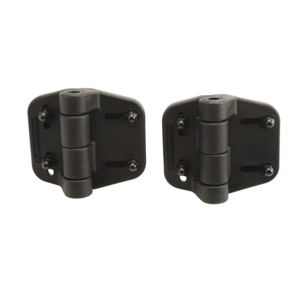 Nationwide Cornerstone 2 Self-Closing Fully Adjustable Nylon Hinge Pair For Gates with 4D Self-Drilling Stainless Steel Screws (Black)