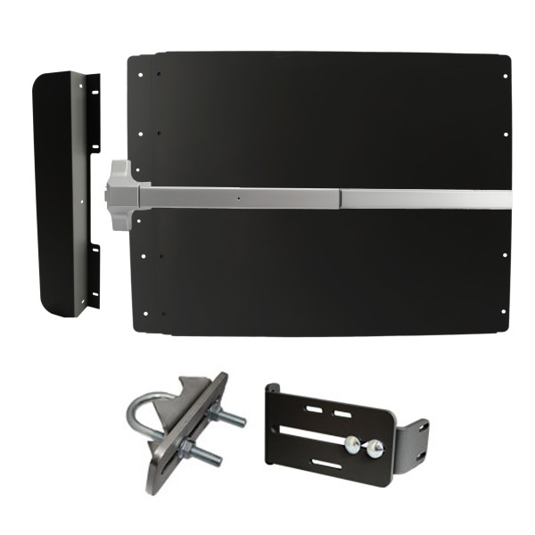 Lockey ED41BLM Edge Panic Shield Value Kit (Black) - Shield, SS Panic Bar, Strike Bracket, Latch Protector, Jamb Stop