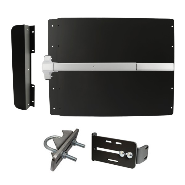 Lockey ED41BM Edge Panic Shield Value Kit (Black) - Shield, SS Panic Bar, Strike Bracket, Latch Protector, Jamb Stop