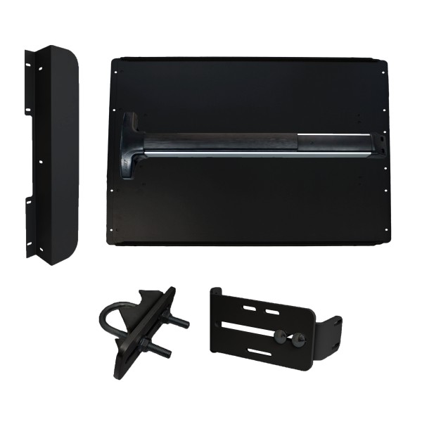 Lockey ED42B7 Edge Panic Shield Value Kit (Black) - Shield, Black Panic Bar, Strike Bracket, Latch Protector, Jamb Stop