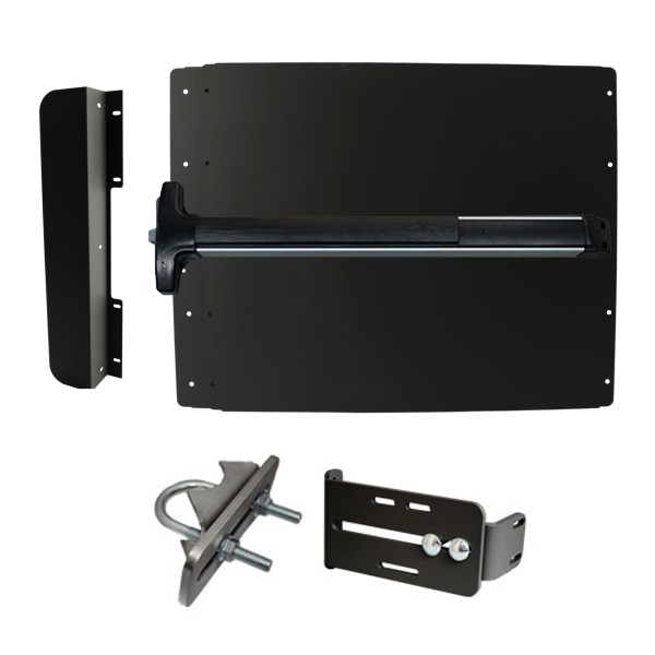 Lockey ED42B Edge Panic Shield Value Kit (Black) - Shield, Panic Bar, Strike Bracket, Latch Protector, Jamb Stop