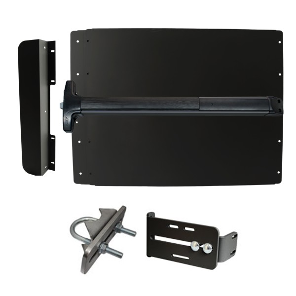 Lockey ED42BL7 Edge Panic Shield Value Kit (Black) - Shield, Black Panic Bar, Strike Bracket, Latch Protector, Jamb Stop