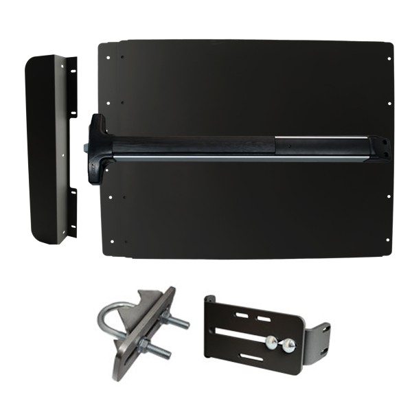 Lockey ED42BL Edge Panic Shield Value Kit (Black) - Shield, Panic Bar, Strike Bracket, Latch Protector, Jamb Stop