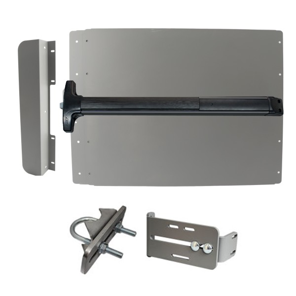 Lockey ED42SL7 Edge Panic Shield Value Kit (Silver) - Shield, Black Panic Bar, Strike Bracket, Latch Protector, Jamb Stop
