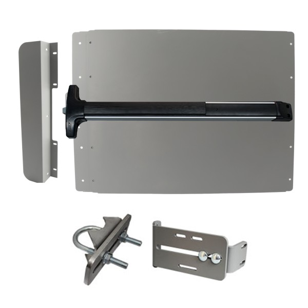 Lockey ED42SL Edge Panic Shield Value Kit (Silver) - Shield, Panic Bar, Strike Bracket, Latch Protector, Jamb Stop