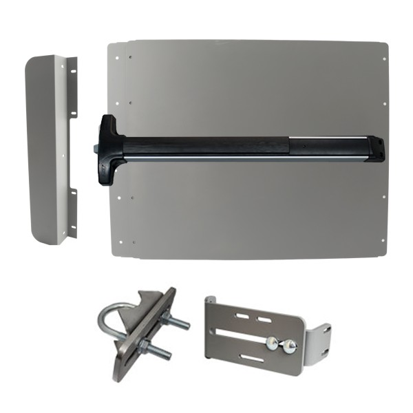Lockey ED42SW Edge Panic Shield Value Kit (Silver) - Shield, Panic Bar, Strike Bracket, Latch Protector, Jamb Stop
