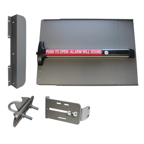 Lockey ED43BW7 Edge Panic Shield Value Kit (Black) - Shield, Black Panic Bar, Strike Bracket, Latch Protector, Jamb Stop