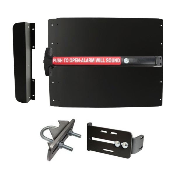 Lockey ED43BW7 Edge Panic Shield Value Kit (Black) - Shield, Black Panic Bar, Strike Bracket, Latch Protector, Jamb Stop