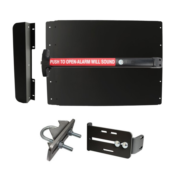 Lockey ED43BLW7 Edge Panic Shield Value Kit (Black) - Shield, Black Panic Bar, Strike Bracket, Latch Protector, Jamb Stop