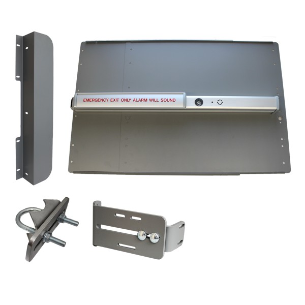 Lockey ED45SL Edge Panic Shield Value Kit (Silver) - Shield, Panic Bar, Strike Bracket, Latch Protector, Jamb Stop