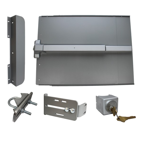 Lockey ED51SM Edge Panic Shield Safety Kit (Silver) - Shield, SS Panic Bar, Strike Bracket, Key Box, Key Cylinder, Latch Protector, Jamb Stop